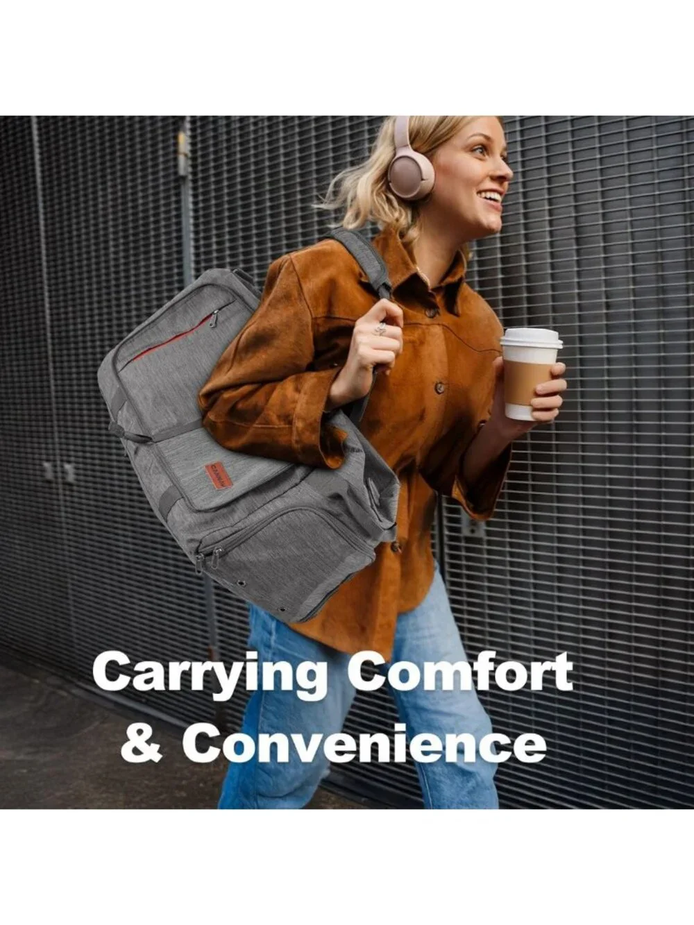 65L Foldable Duffle Bag with Shoe Compartment - Water-Resistant Travel Gym Bag